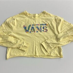 Vans Yellow Floral Logo Long Sleeve Tee - Youth size M